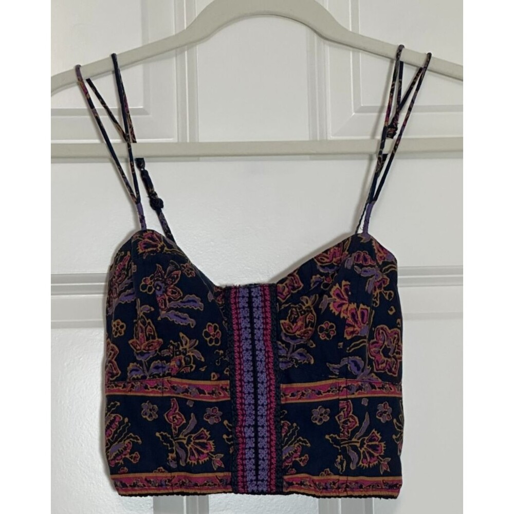 American Eagle Top Bralette‎ Crop Y2K Corset Women XS Blue Pink Festival Boho